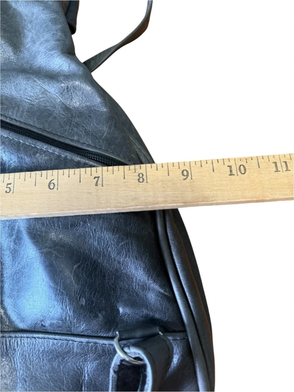 Vintage Gray Leather Convertible Sling Bag Backpack Crossbody-Leather